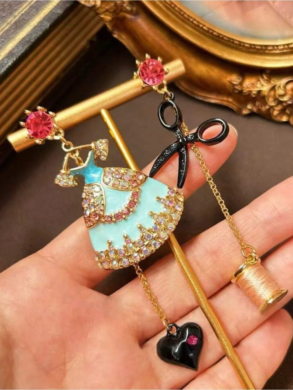 Mismatched Sewing Earrings Dress Scissors Dangle Earrings